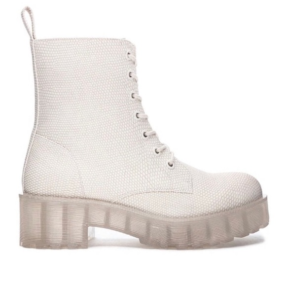 Snakeskin Leather Lace Up Combat Boots - Picture 2 of 8